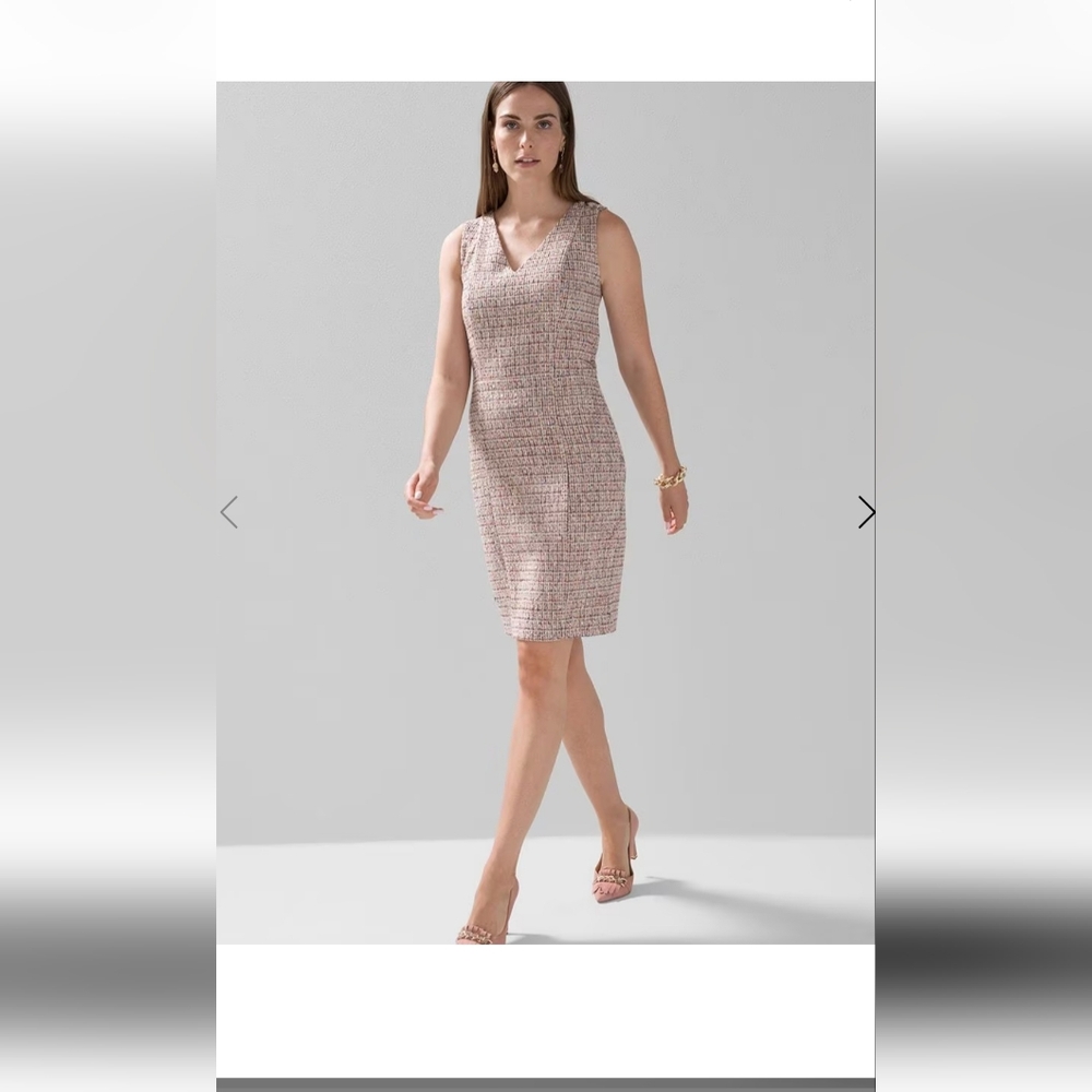 WHBM Tweed Sheath Dress, size 2, pink/tan/blue multi tweed, NWOT